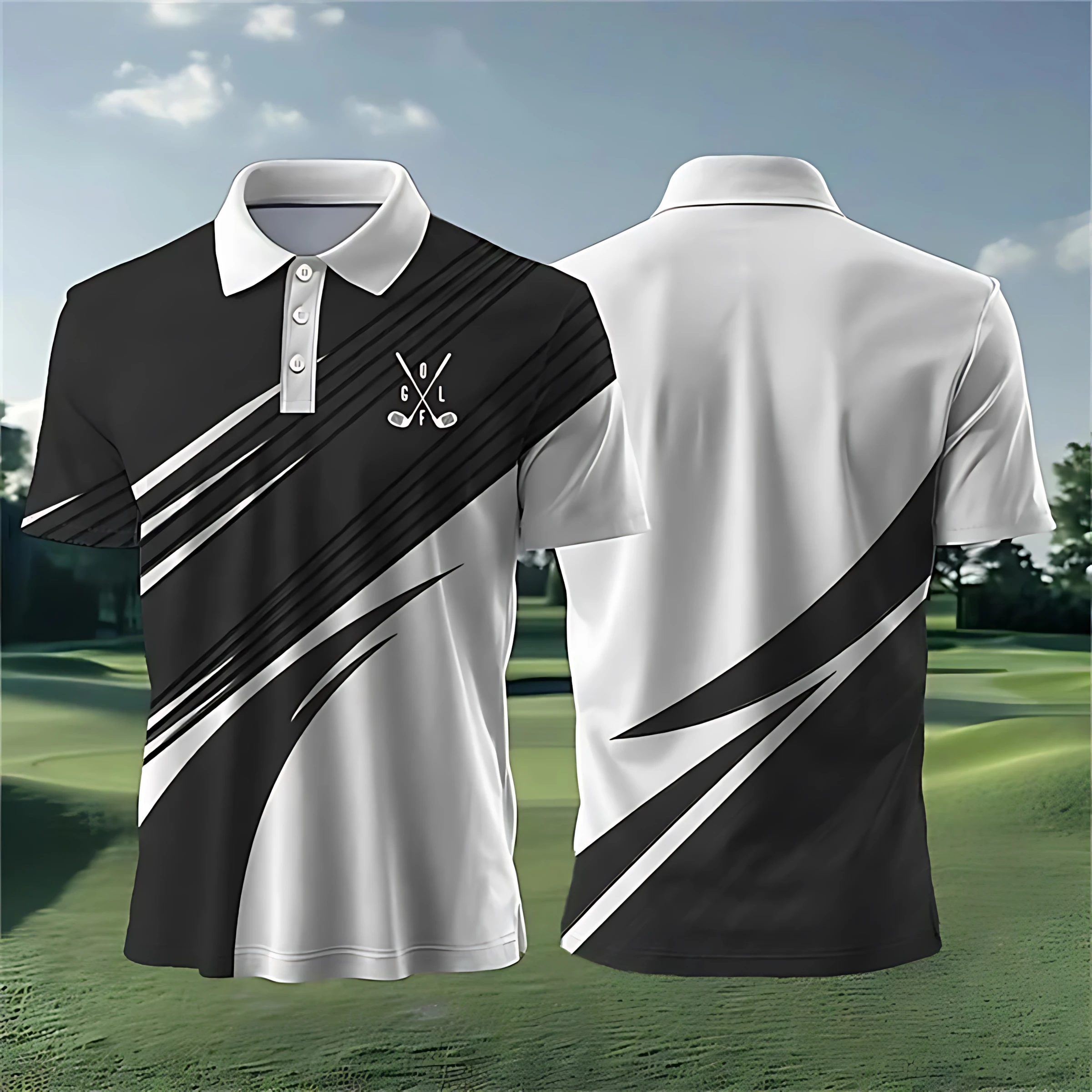 

2025 Summer new Men's POLO shirt breathable and sweat-absorbing casual sports 3D printed men's T-shirt