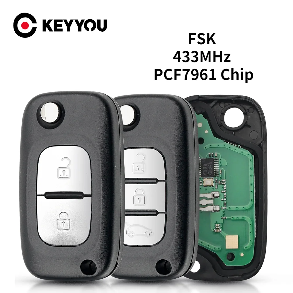 

KEYYOU 2/3 кнопочный чип PCF7961 433 МГц FSK Автомобильный Дистанционный ключ для Renault Scenic III Megane III Fluence 2009-2015 VA2 Blade