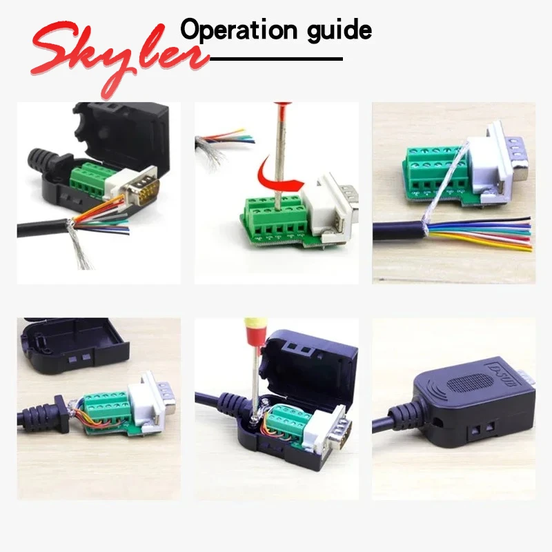 DB9 RS232 Connector D-SUB 9Pin Male Female Plug Adapter 9-core COM RS485 Breakout Terminals 21-24 AWG Wire Solderless Connectors