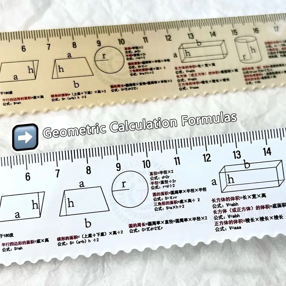 Plastic Mathematical Formula Ruler Lightweight Transparent Straightedge Ruler Printed Formula Easy to Read Measuring Tool
