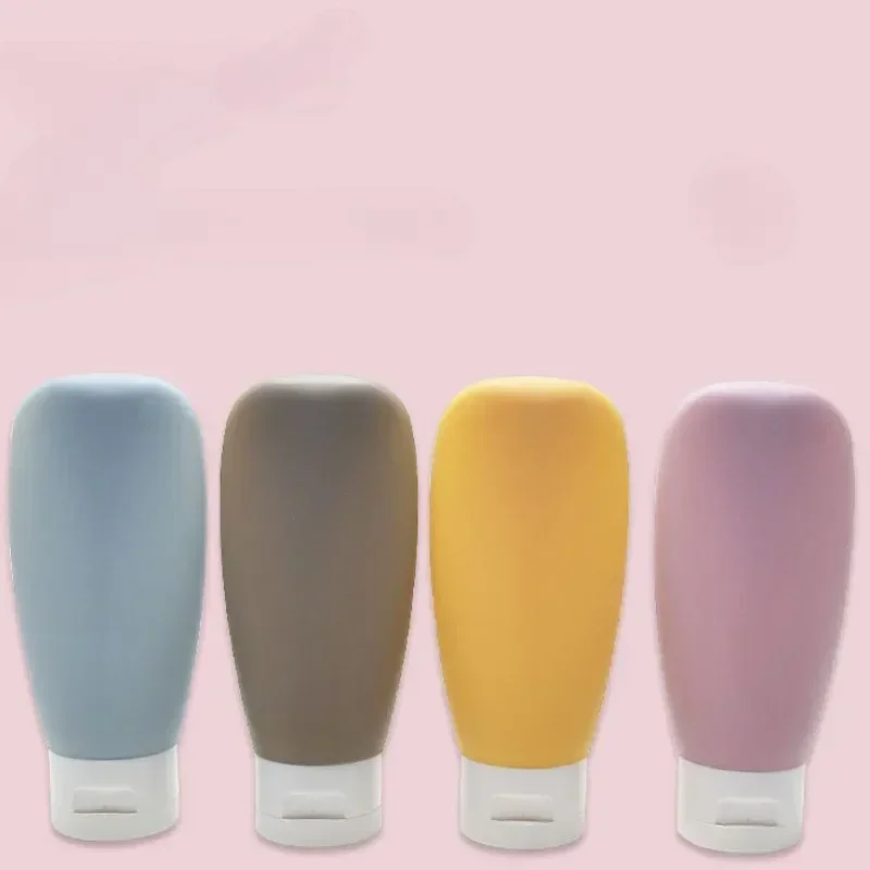 مجموعة زجاجات السفر المقاومة للتسرب من السيليكون مكونة من 4 قطع، حاويات محمولة قابلة لإعادة الملء وقابلة للعصر لمستحضرات التجميل وغسول رحلة عمل