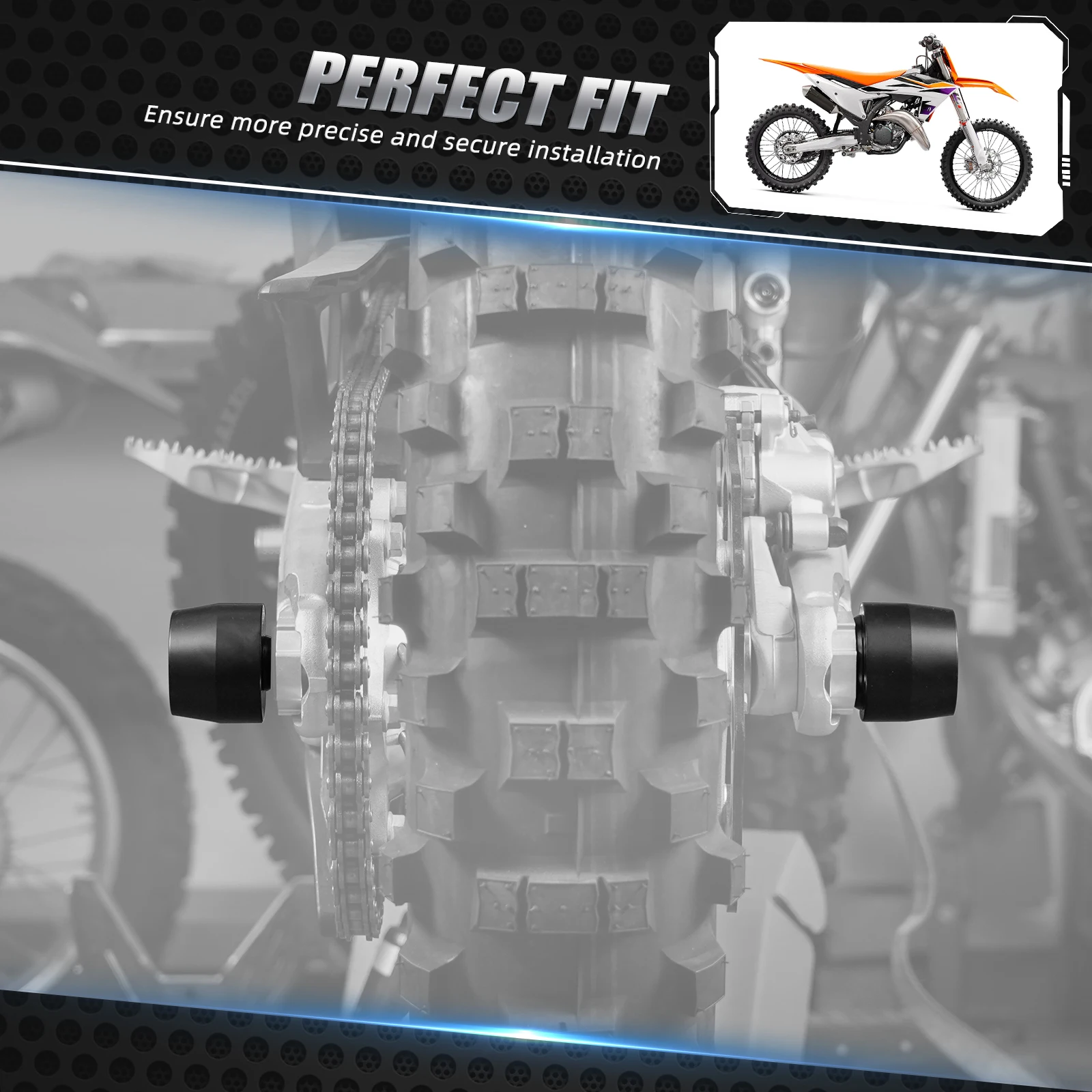 NICECNC para KTM EXC 300 2024 Protector contra choques de horquilla de rueda deslizante de eje trasero para KTM EXC-F 350 SXF 450 Husqvarna TE 300 GasGas EC300