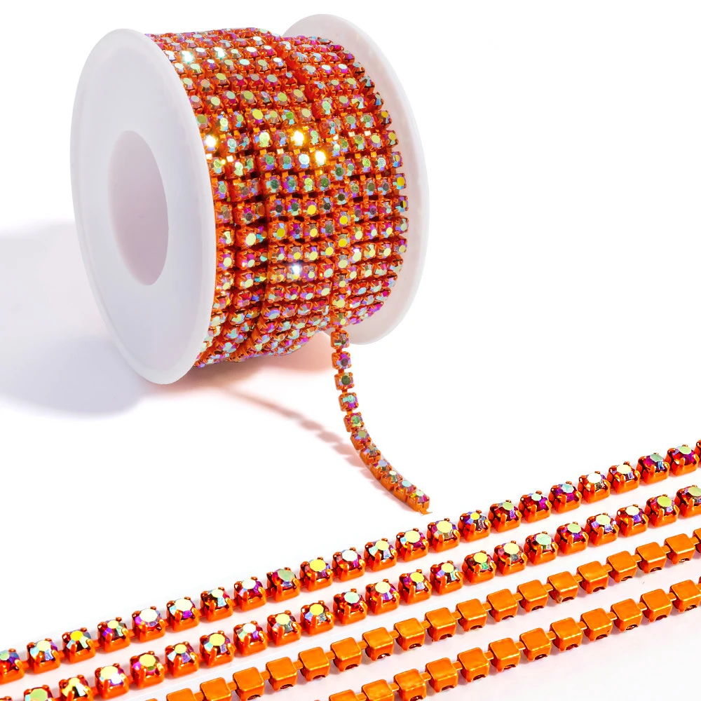 10yard/Roll 2/3MM Steentjes Trim Klauw Kristal AB Glitter Ketting Strass Glas Genaaid Strass Versieringen kleding Decoraties