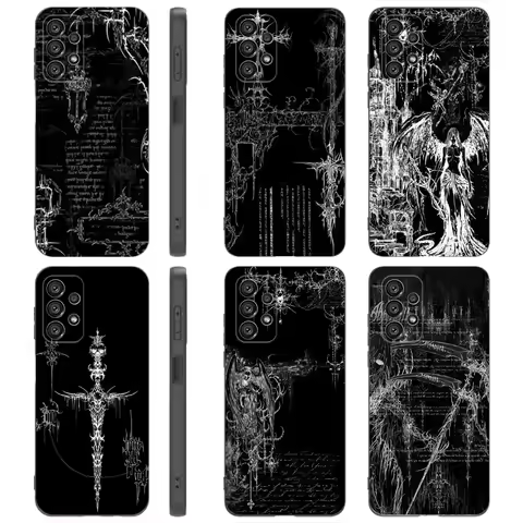 Cyber Sigil Cross line Phone Case For Samsung Galaxy A91,A80,A73,A72 ,A71,A53A52,A32 ,A31A22,A21s,A20,Black Cover