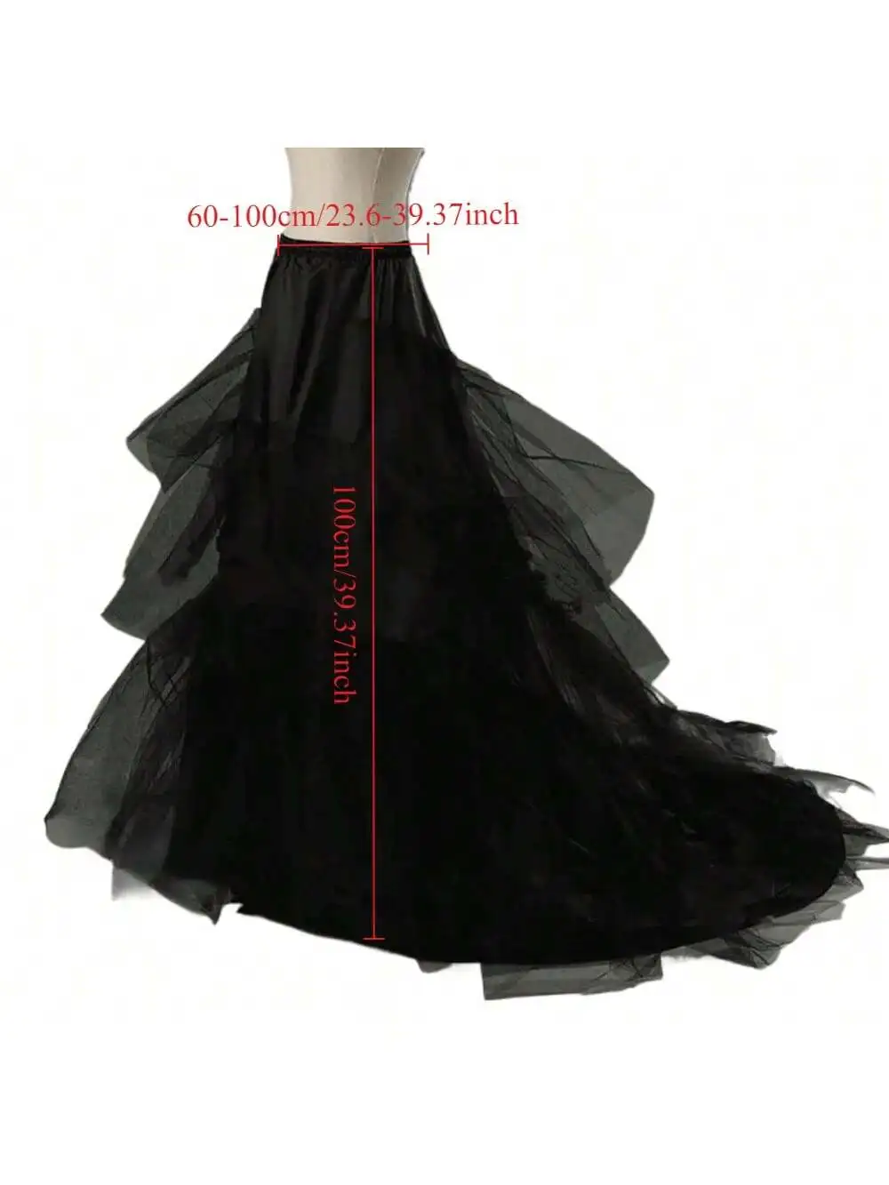 Schwarzer Hoop Langer Petticoat Krinoline Ballkleid Rock Unterrock Hochzeitsaccessoires – Detail 5