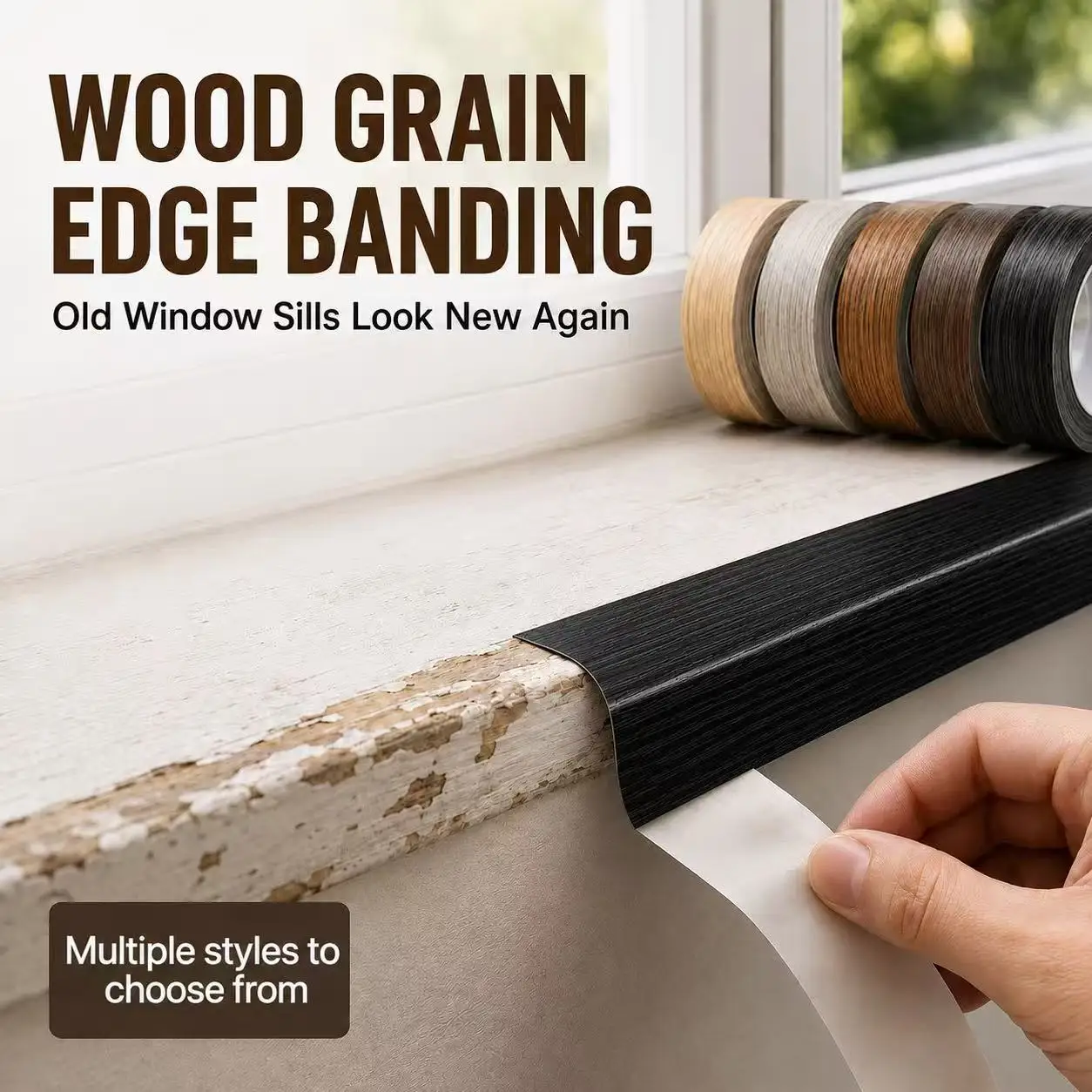 Self-Adhesive Wood Grain Peel&Stick Paneling-Film Suitable for Window Sill Door Frame Repair,Furniture Edging, Wood Board Corner