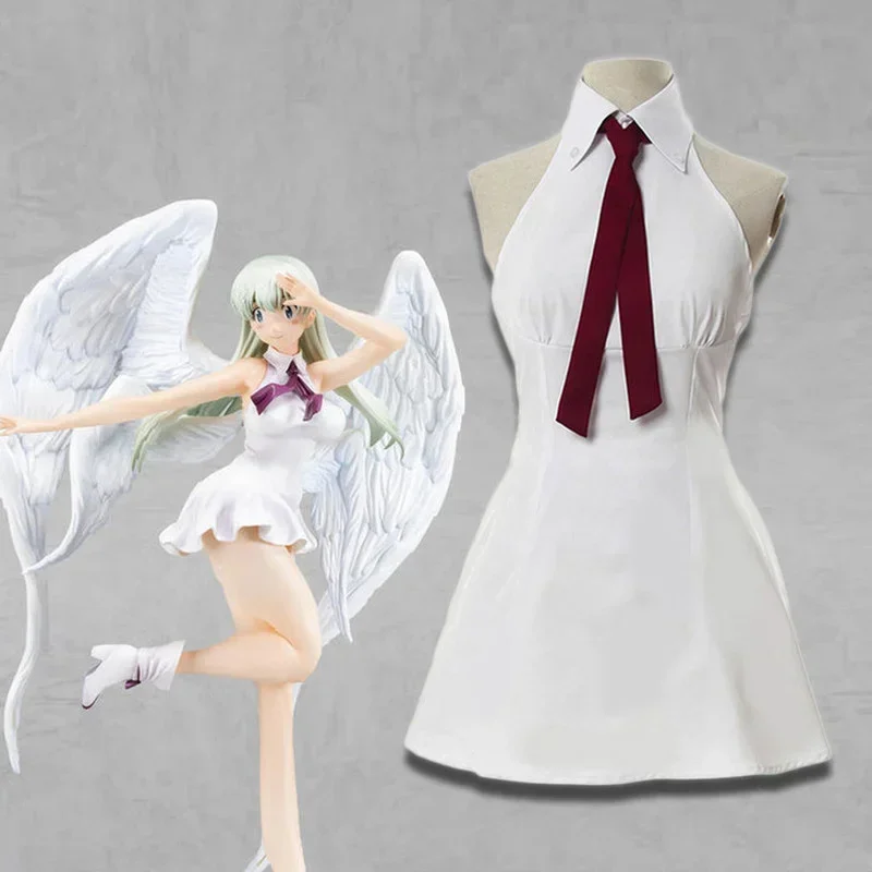 Anime The Seven Deadly Sins Wrath of The Gods Cosplay Costume Elizabeth Liones Women White Sleeveless Dress Halloween Outfit