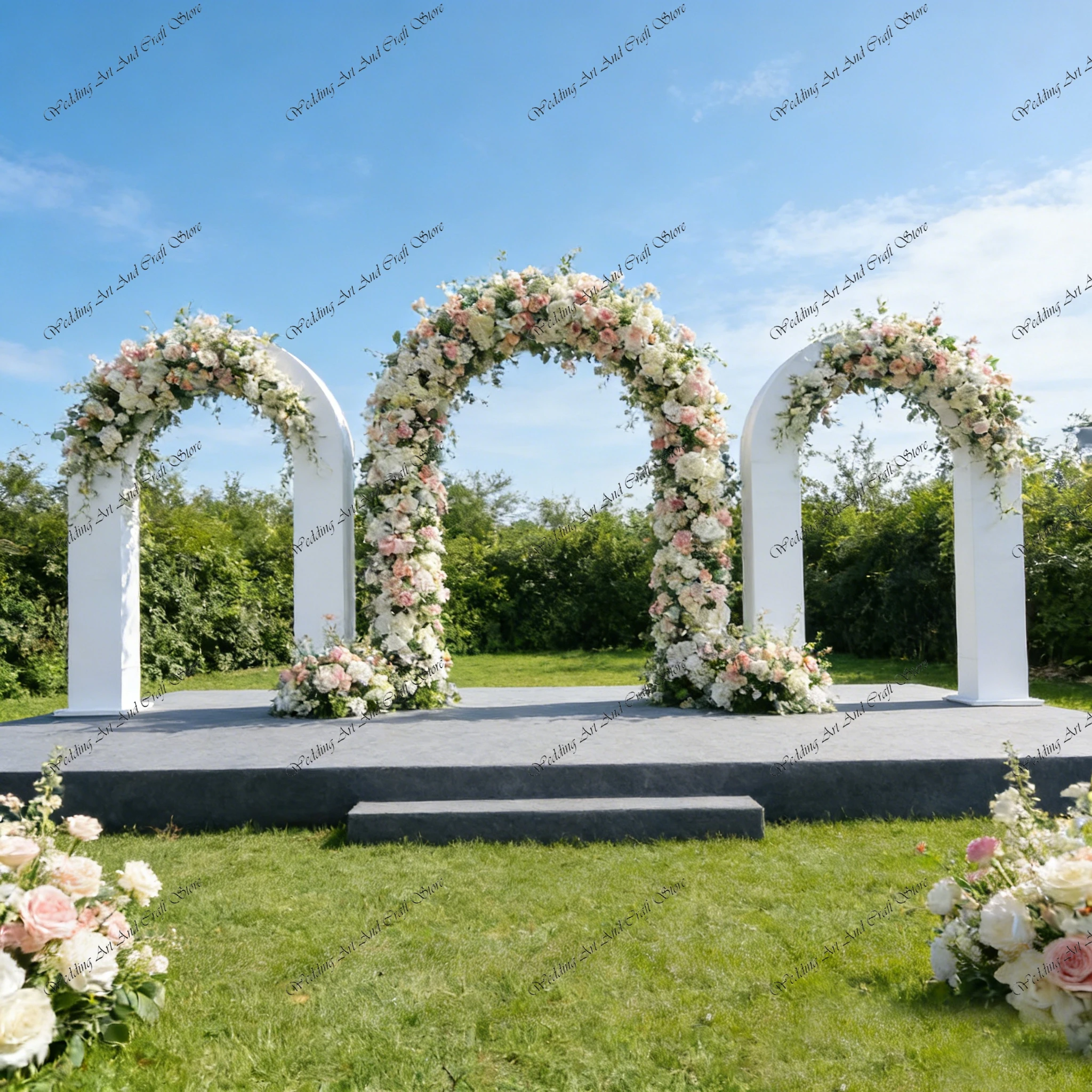 3pcs f30 2-2.2M Semi-circular 3D White /Black/Silver Column Arch Metal Stage Background Frame for Wedding Backdrop ivy927