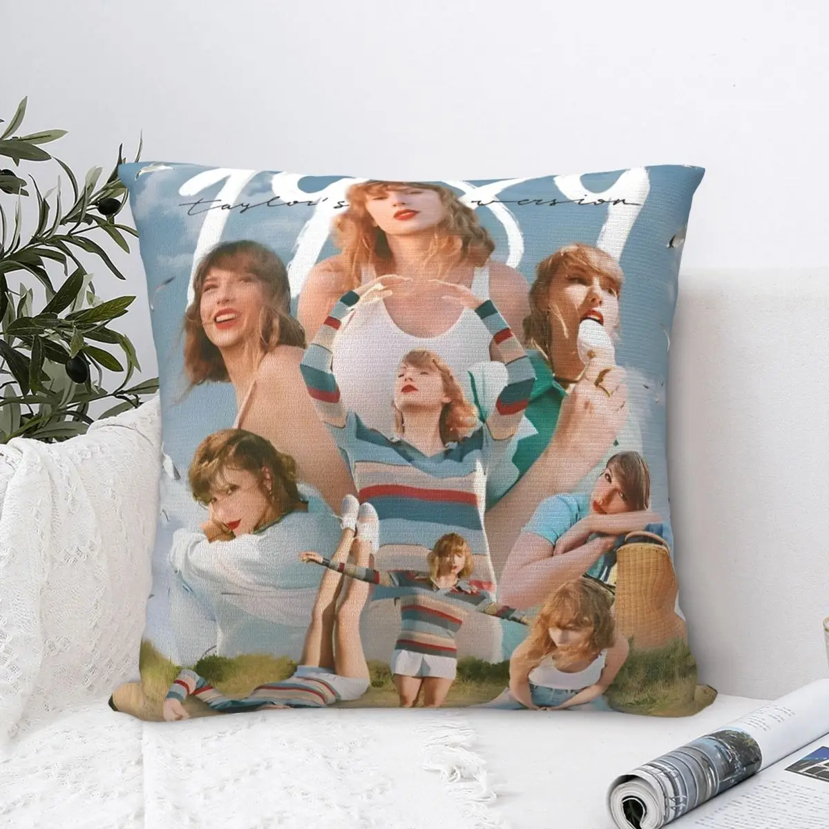 Famous Singer Swiftie Square Pillow Case Cushion Covers Vintage Zippered Decorative Pillowcover for Sofa 40*40cm