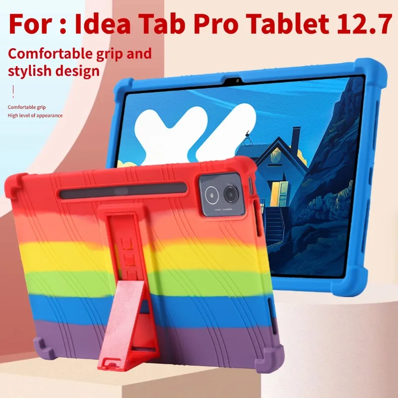 

For Lenovo Idea Tab Pro Tablet 12.7-inch Kid-friendly Soft Silicone Adjustable Stand Cover TB373FU
