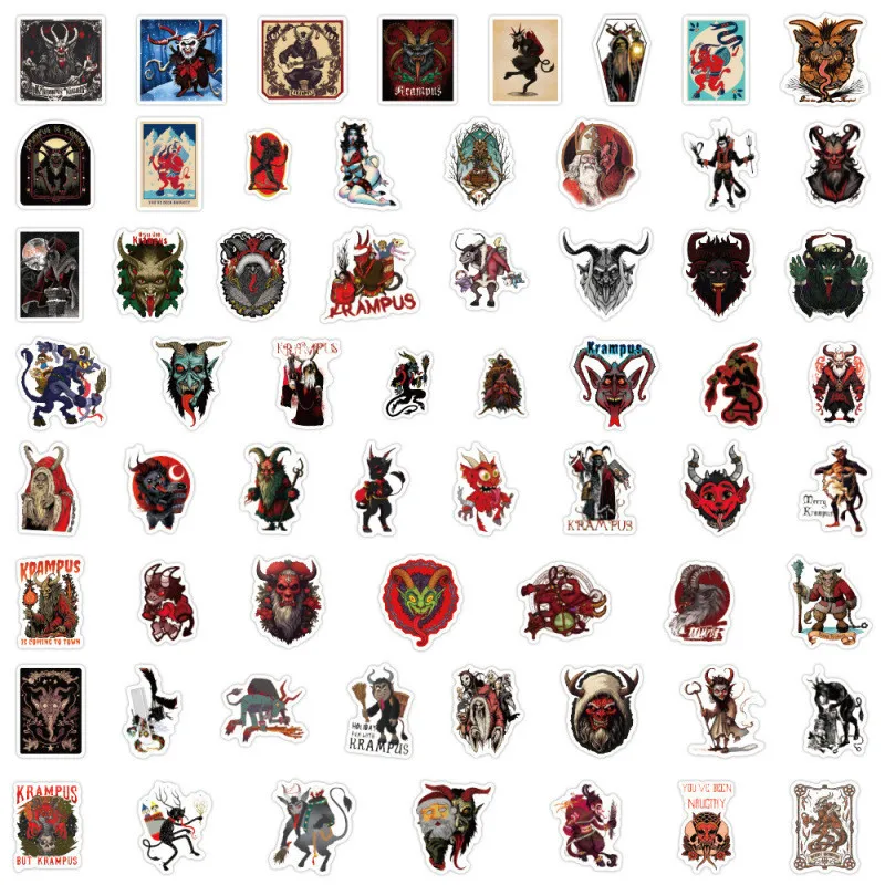 10/25/50 pçs diabo mitológico krampus adesivos dos desenhos animados diy capacete da motocicleta legal adesivos à prova dwaterproof água graffiti adesivos