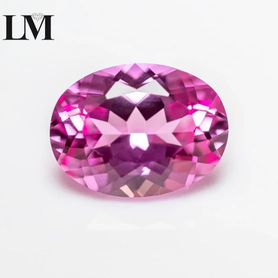 

Lab Grown Sapphire Oval Shape Pink Color Charms Gemstone For Diy Jewelry Making Pendant Material Selectable AGL Certificate