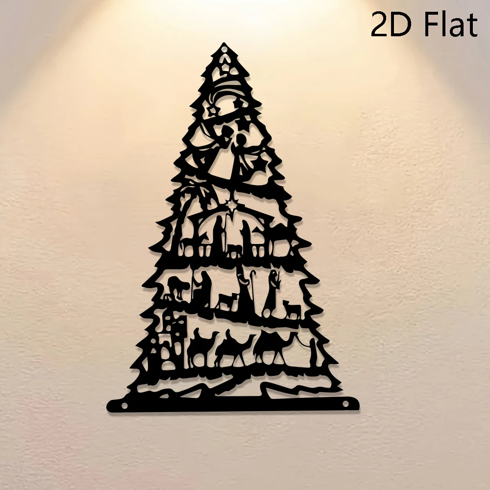 2D 1pc Bohemian-Style Metal Nativity Scene Christmas Tree Ornament with,Shepherds & Wise, Durable Holiday Decoration for Home