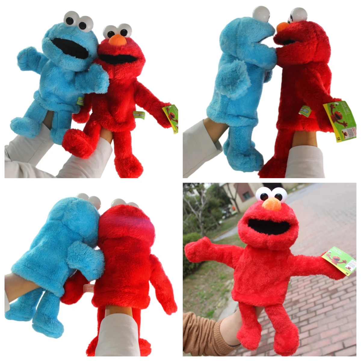 2Piece Original Large Sesame Street Hand Plush Puppet Show Puppet Elmo Cartoon Soft Plush Dolls Birthday For Children Kids Gifts