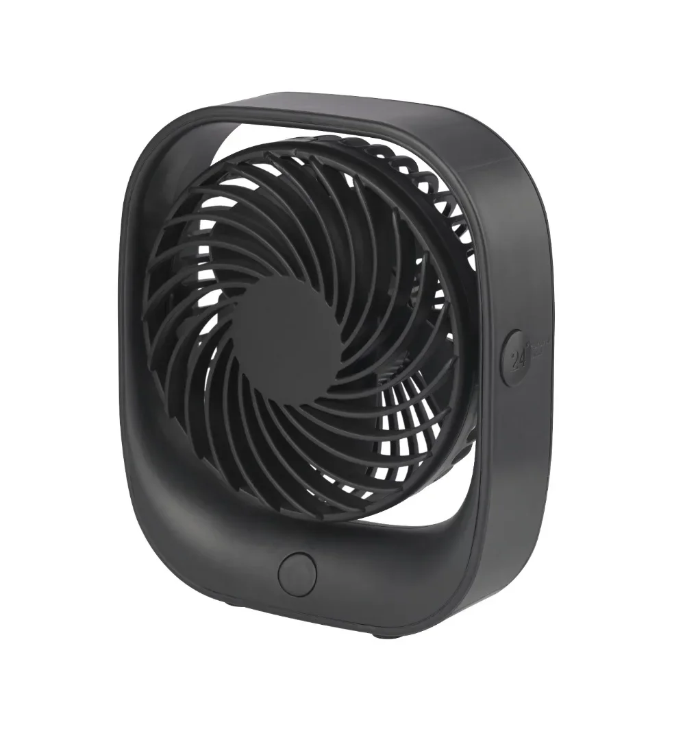 Ventilatore da tavolo personale USB ricaricabile portatile da 5 pollici in girevoli a testa nera Design compatto portatile verticale