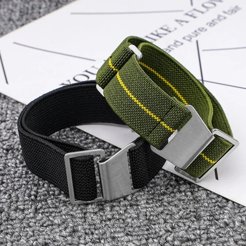 

New Ribbed Nylon Woven High Density Knitting Watchbands Men's 22mm/24mm Replacement Watch Strap Watch Accessories Parts