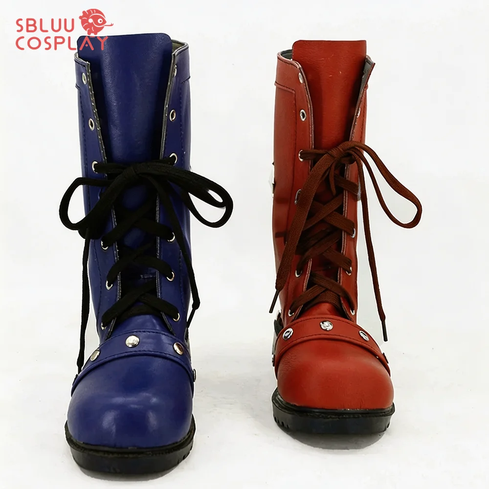 SBluuCosplay Damen Clown Joker Cosplay Schuhe PU-Leder Maßgefertigte Joker Stiefel Halloween Party Requisiten