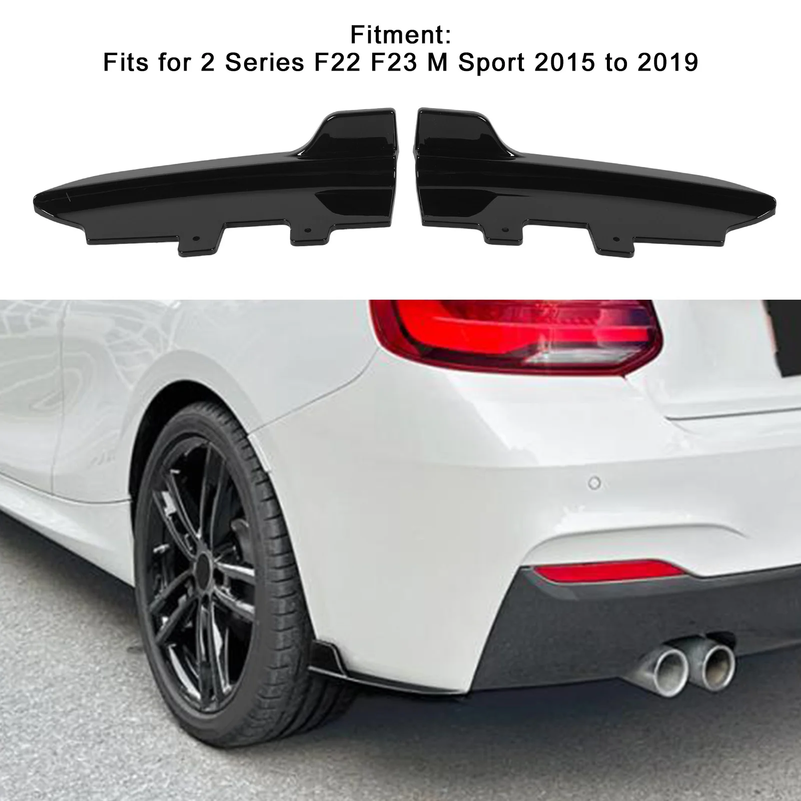 Rear Side Bumper Spoiler Lip Splitter Body Kits Canard Diffuser For BMW 2 Series F22 F23 M Sport 2015-2019 Glossy Black