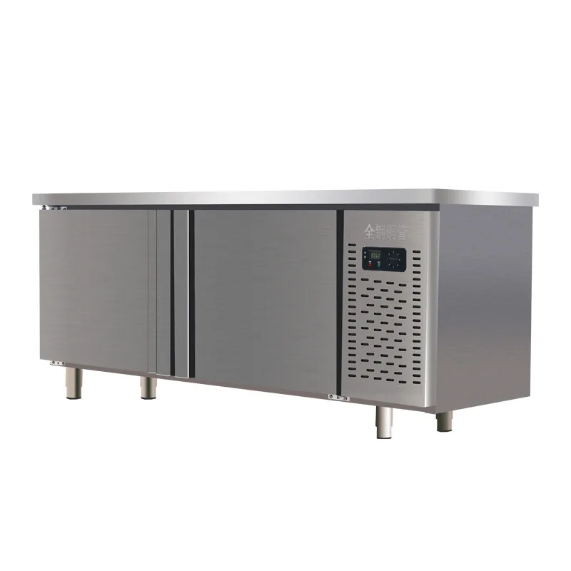 Commercial refrigerated fresh-keeping workbench, kitchen milk tea copper pipe refrigeration equipment console,double temperature
