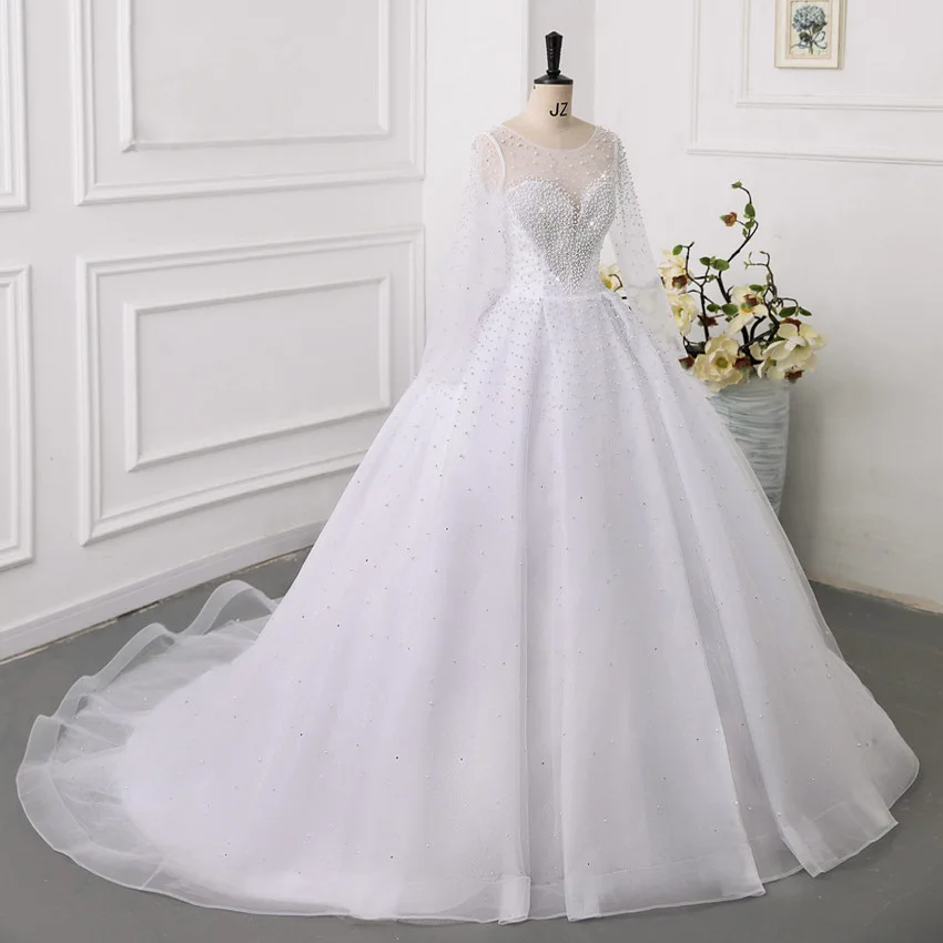 Long Sleeved Wedding Bride 2024 New Handmade Dress Beaded Heavy Industry French Long Tailed Waist Waist Open Back Dress