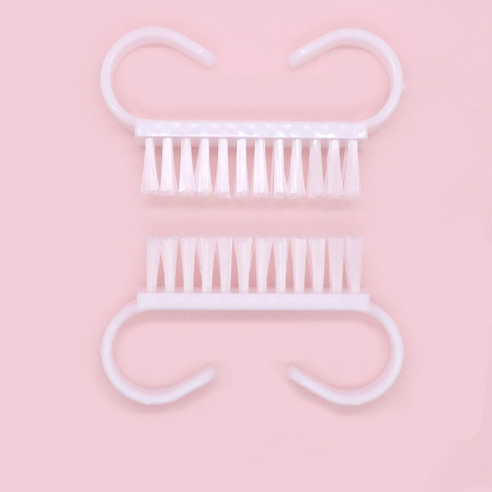 10 pçs branco pequeno ângulo lidar com escova de unhas limpeza em pó remover poeira manicure suprimentos acrílico escova da arte do prego acessórios do prego