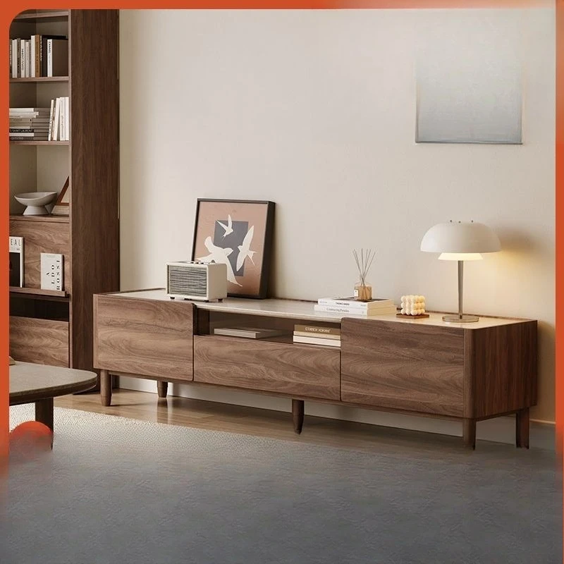 

Black walnut solid wood TV cabinet, designer high-end medieval living room home 2025