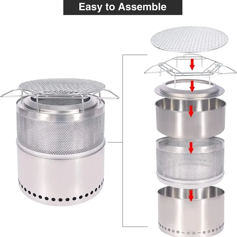 Split stainless steel, stove, campfire, patio smokeless barbecue stove y