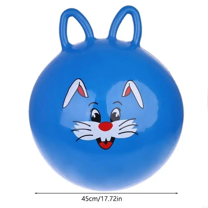 Bola salto inflável com orelha gato, bola retrô com alça, brinquedo ao ar livre para crianças
