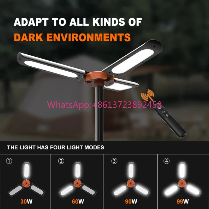 Conpex Manufacturer 12V 4 Modes Telescopic Led Outdoor Camp Ultra Tent Folding Camping Light