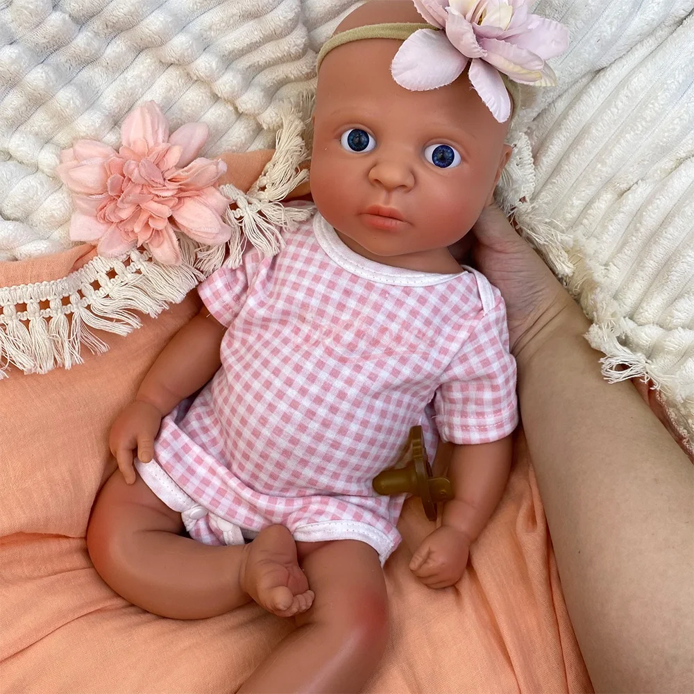 50cm Real Touch Pure Full Silicone Reborn Girl Can Use Pacifiers Open Eyes Doll Realistic Weighted Doll 50cm ReaWarm Comfort Gif