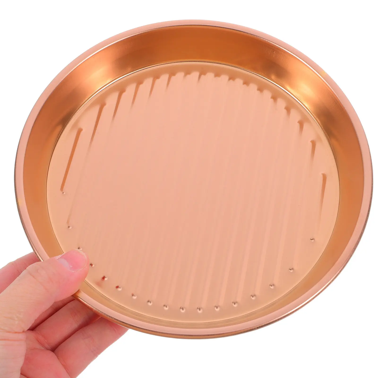 

Stainless Steel Round Barbecue Plate Multipurpose Serving Tray for Grilling Steak Seafood Snacks Fried Foods Outdoor Dining