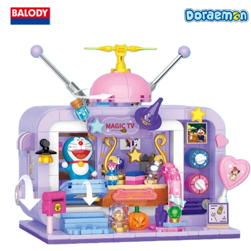 Doraemon Building Blocks Folding Anime Scene TV Small Particle Splicing Puzzle Model Street View Ornament Toy Gift