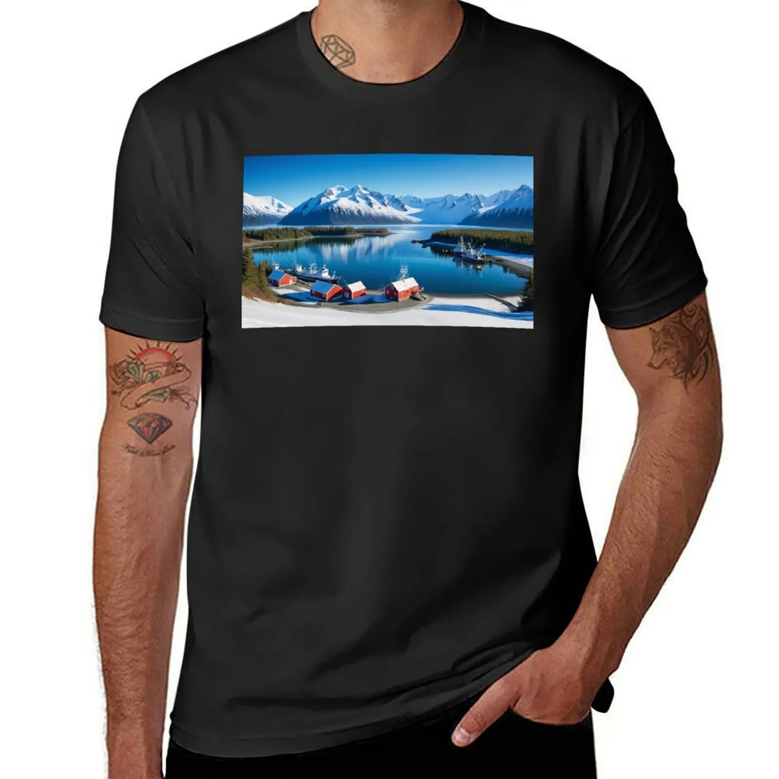 

Cozy Fishing Harbor in Alaska T-Shirt plus sizes aesthetic clothes oversizeds customs design your own mens t shirt graphic