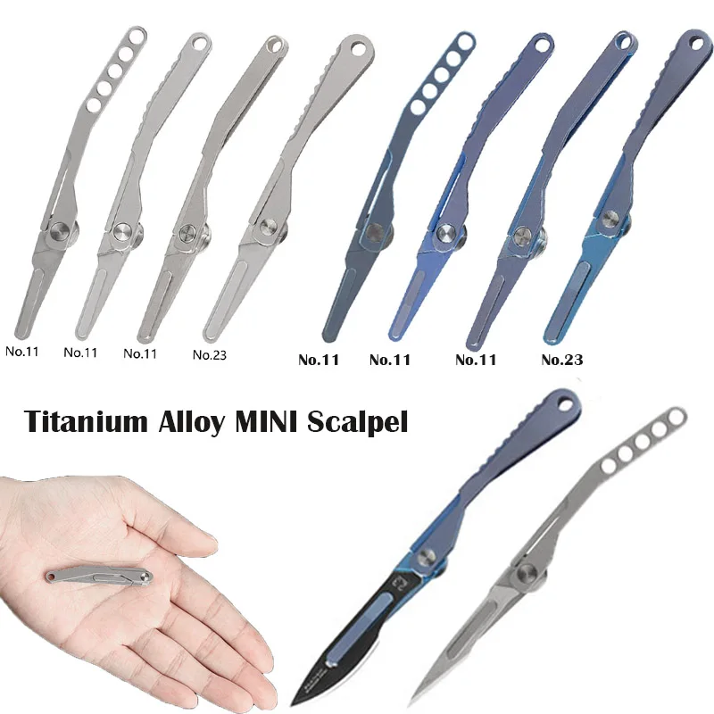 4 Grams MINI Titanium Alloy Folding Knife Unpacking Pocket Knife Outdoor camping knife No. 23/11 Surgical blade Key Buckle