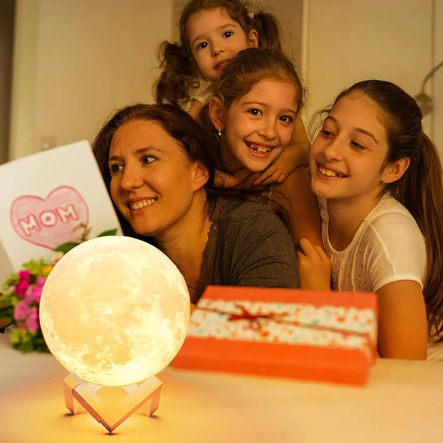 Veilleuse LED de Noël avec base en bois, blanc et jaune, chambre à coucher, entraînement au sommeil, jouets pour enfants, cadeaux d'Halloween pour femmes et enfants, 7 po