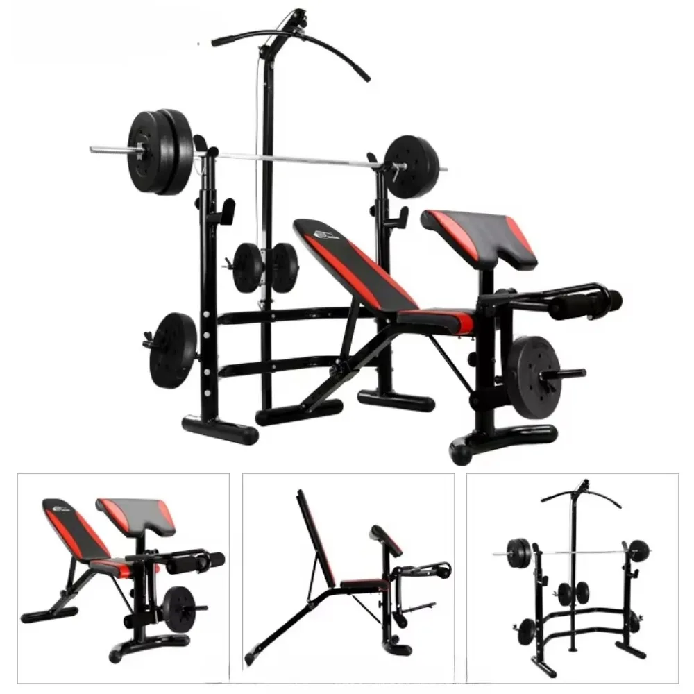 Multifunction Station Weightlifting Bed Bench Gym Bench Strength Training Adjustable Weight Bench Set for Home Use