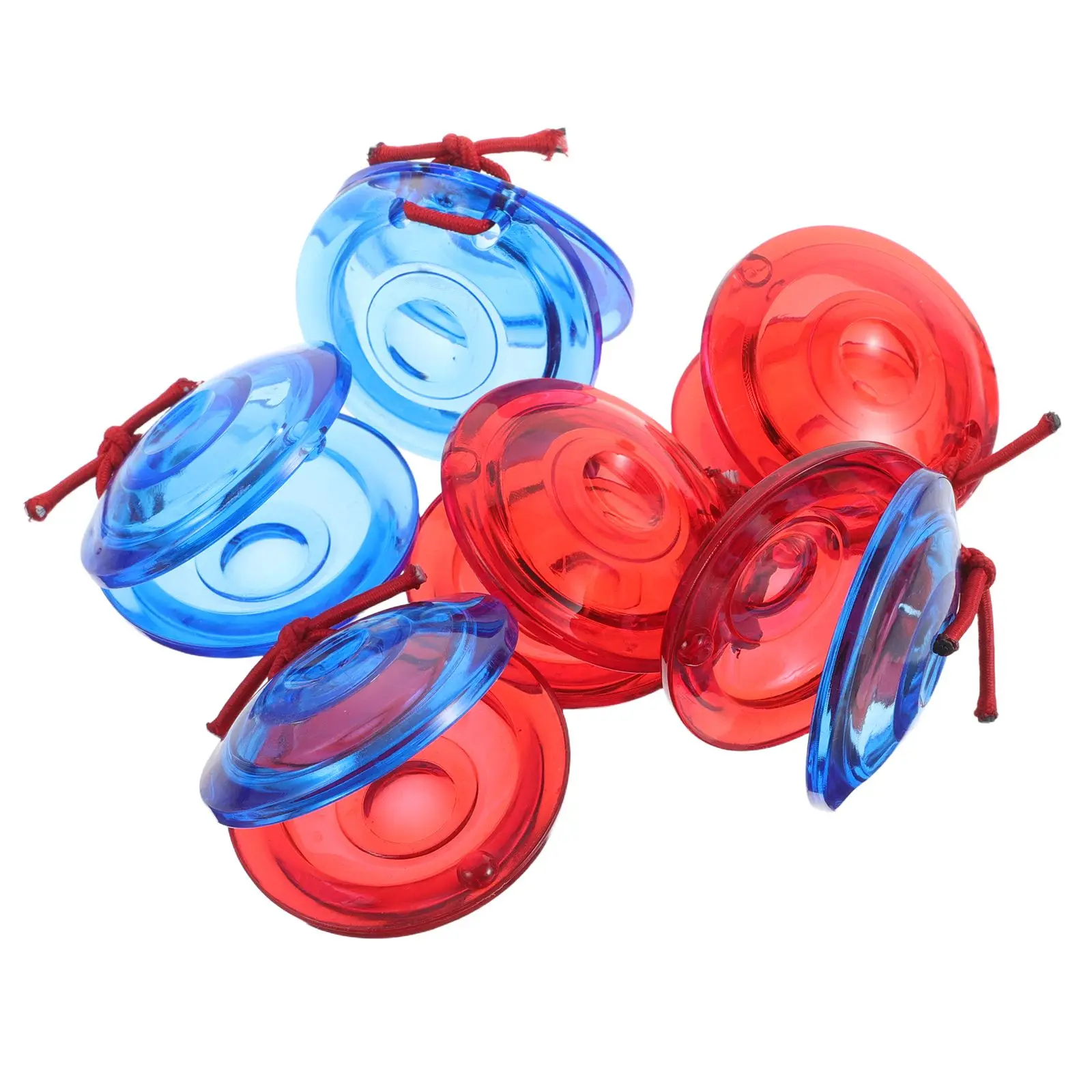 

6 Pcs Children Percussion Instrument Transparent Dance Board Red Blue Musical Toys Montessori Hand Drum Clappers Early Education