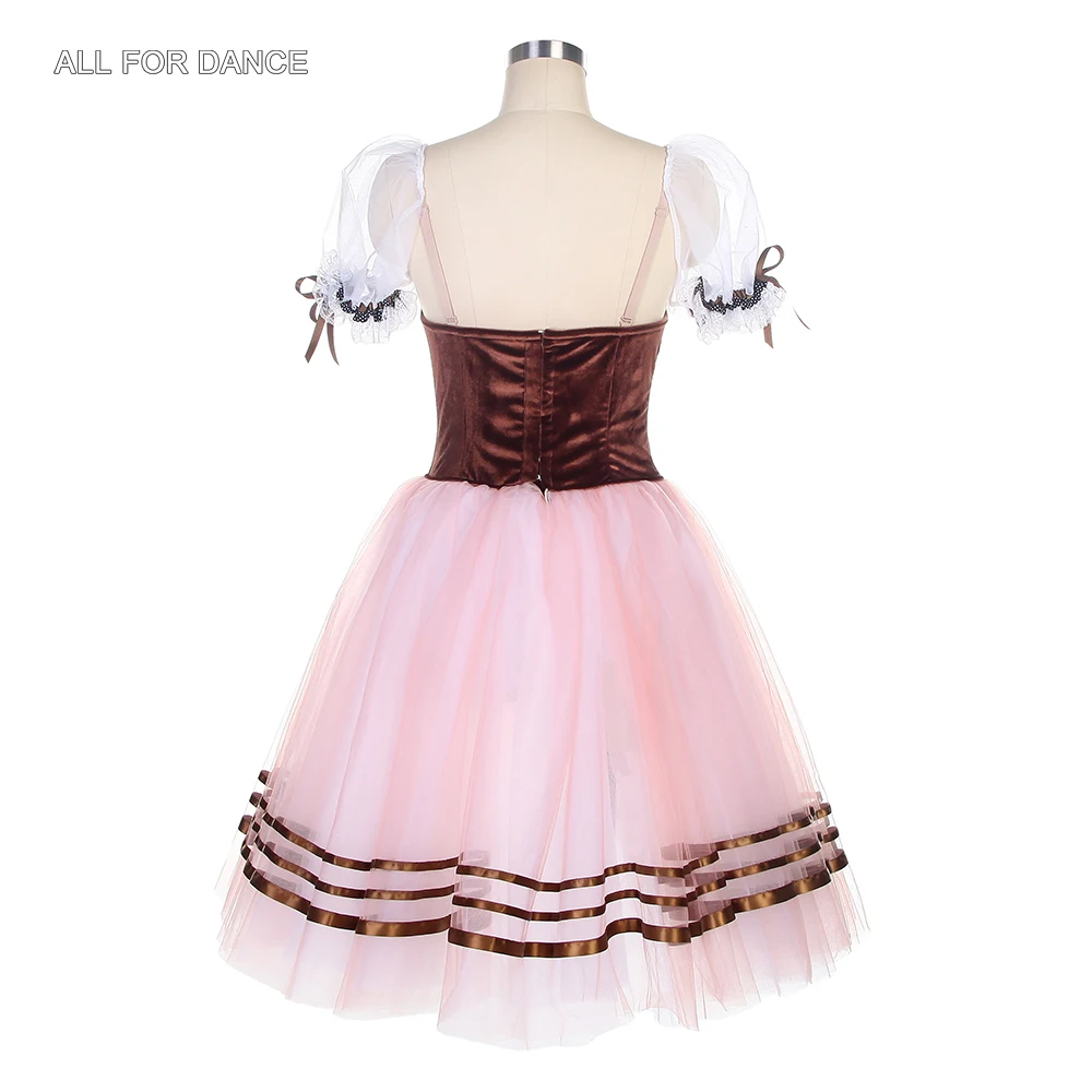 B22130 Brown Giselle Ballet Tutu Romantic Tutus Peasant Village Girl Professional Ballet Long Tutu Dress Ballet Costume