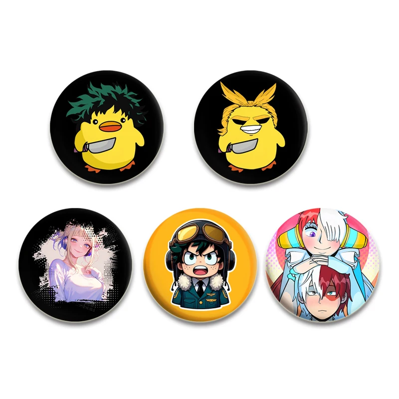 Anime Character Deku Bakugou Katsuki  All·Might Cute Cartoon Badge for Backpack Gift Accessory Round Display Brooches Jewelry