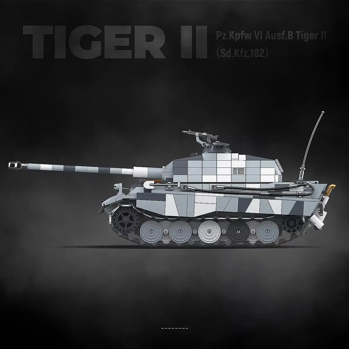 Snow covered Tiger Heavy Tank Sd.Kfz.182 Building Blocks Black Tiger Tracked Armored Vehicle Boy Toy Model 100321