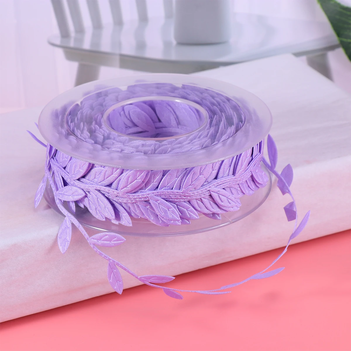 

Embossed Leaves Ribbon Gift Wrapping Strip Christmas Wedding Party Polyester Packaging Holiday Birthday