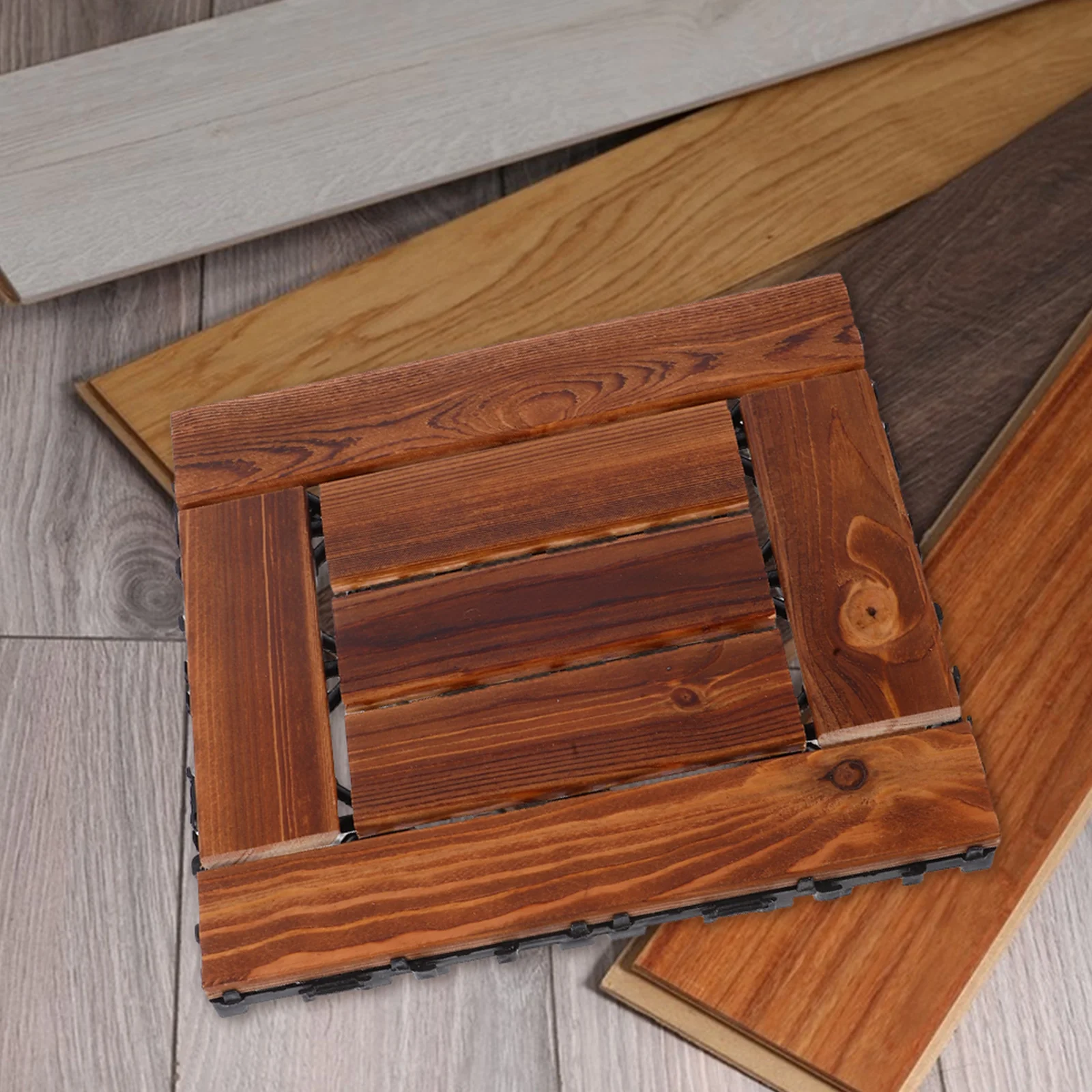 

Carbonized Wood Flooring Durable Garden Decking Tiles Outdoor Interlocking Patio Thickened Design Strong Wooden Floor Boards