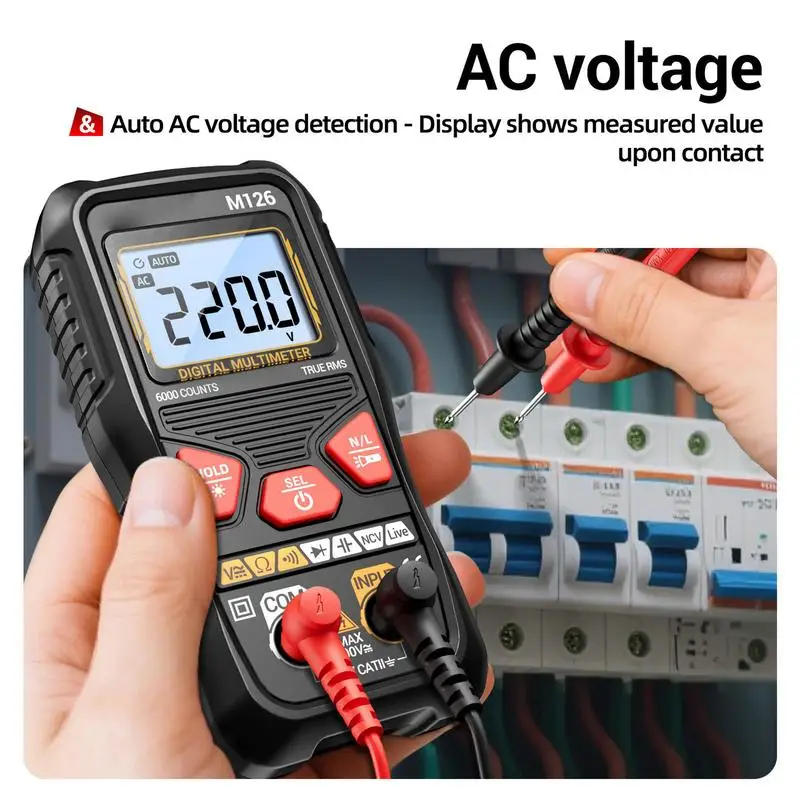 

Multimeter Tester Voltage Meter Tester Auto-Ranging Resistance Meter 6000 Counts For Electrical Maintenance Circuit Failure