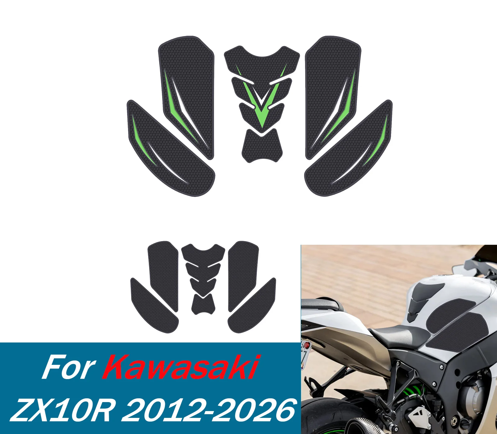 

For Kawasaki ZX10R 2012-2026 Fuel Tank Pads Motorcycle Gas Tank Cover Protector Sticker Scratch Resistant Stickers Accessories