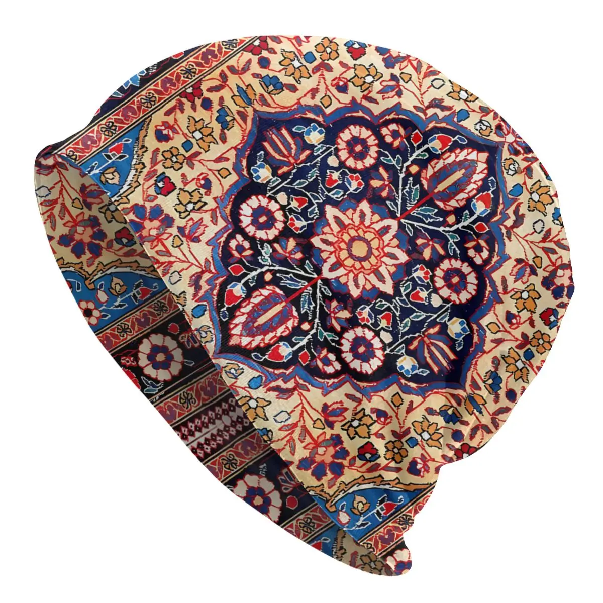 Thin Bonnet Hats Bohemian Antique Persian Tabriz Men Women\'s Kashan Blue Gold Cap Street Skullies Beanies Caps