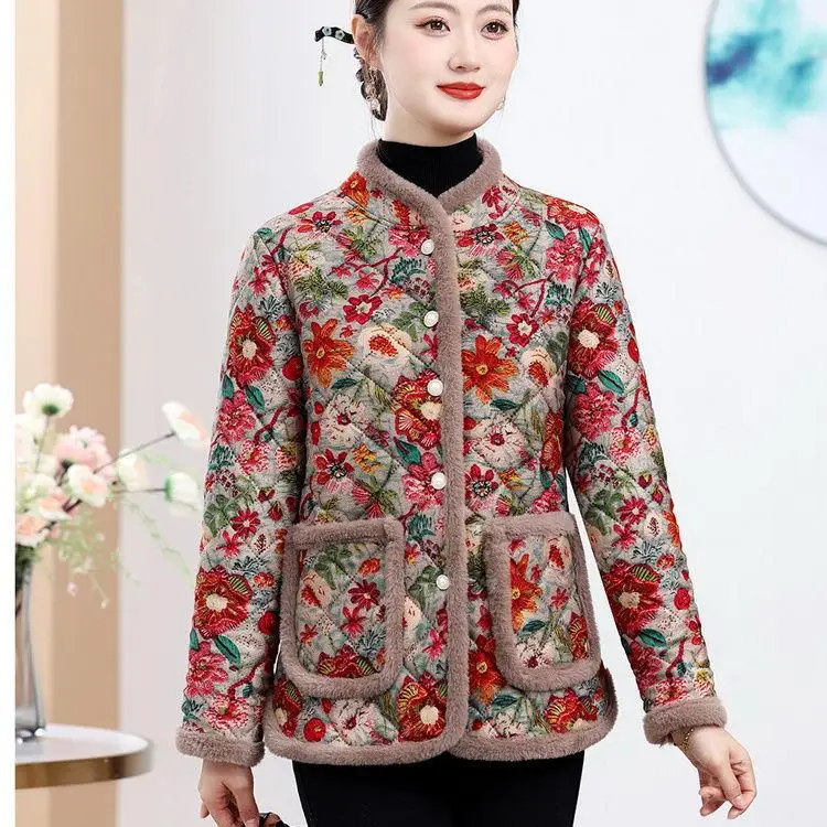 

Faionable Winter Cotton Jaet for Middle-Aged Women Thiened Fluffy Chic Sle Small Fraance Sle Outerwear