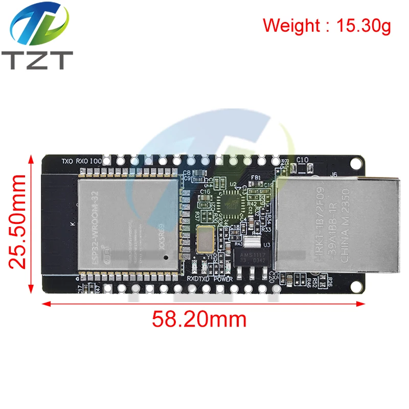 Imagem -02 - Placa de Módulo sem Fio com Porta Serial Embutida Rede Ethernet Compatível com Bluetooth Wi-fi Combo Gateway Mcu Esp32 Wt32-eth01