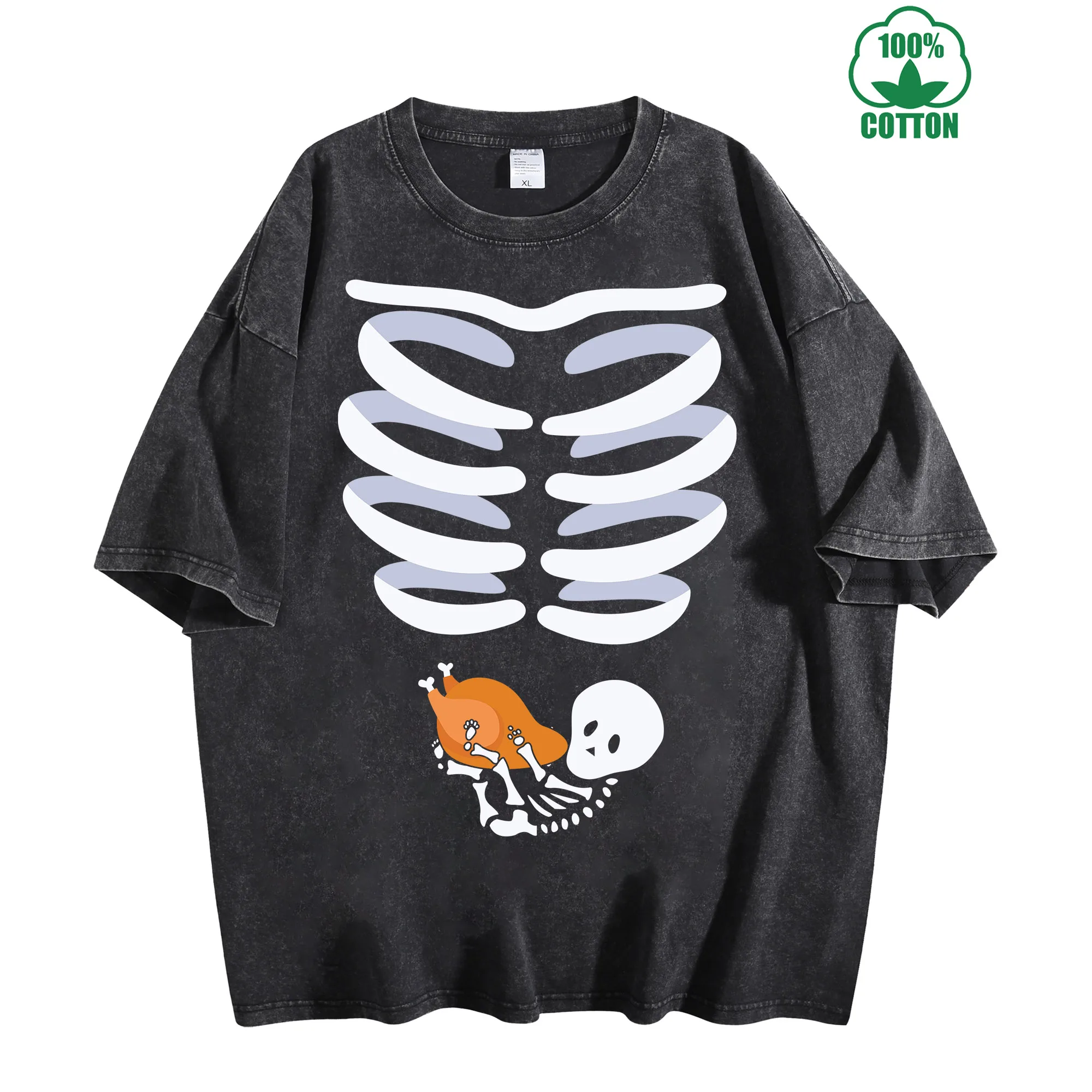 تي شيرت تركيا المعدة الكلاسيكي المغسول 230 جرام 100% قطن للجنسين مريح كبير الحجم ملابس الشارع #2