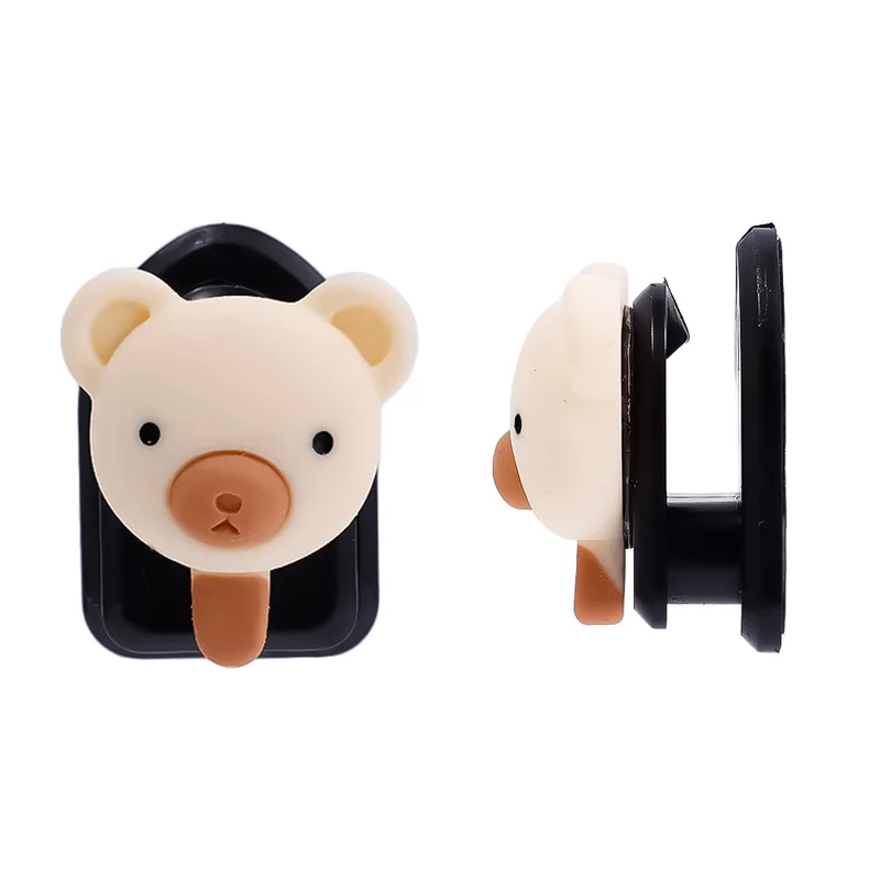 Milk Brown Mini Hooks Cartoon Animal Car Sticky Hook Dashboard Storage Hanger Key USB Headphone Cable Holder Auto Accessories