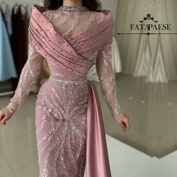 FATAPAESE Customzied Evening Dress High Neckline Beaded Full Sleeve Maxi Over Skirt Special Occasion Gown لباس_ماکسی لباس_شب_ترک